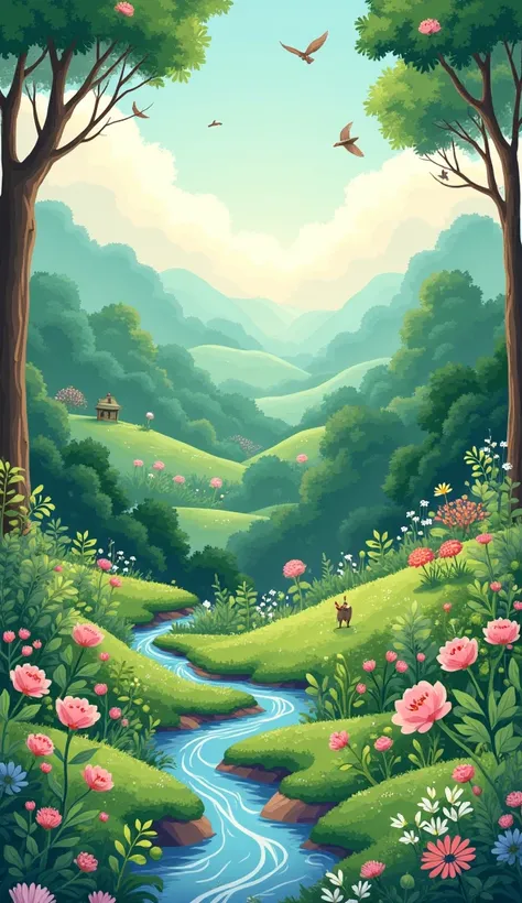 Make me an illustrated wallpaper, But from nature