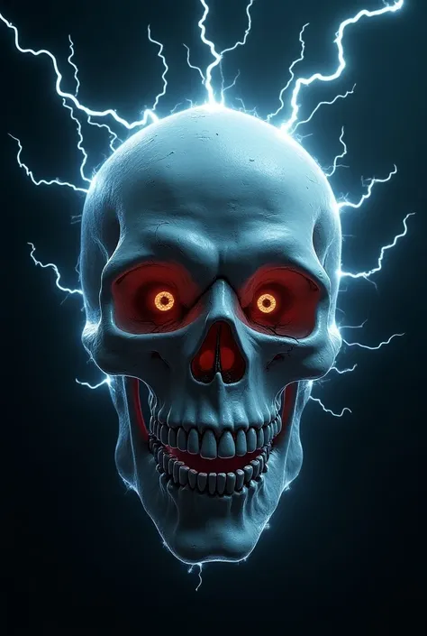 Jester skull made out of electricity jester