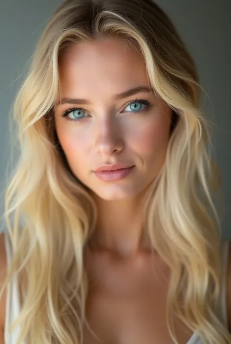  a close-up of a woman with blond hair and blue eyes, digital art by Emma Andijewska, shutterstock, digital art, Portrait de 7 0 mm, beautiful Blonde woman,  Photo of a beautiful woman , Blonde woman, Portrait of a beautiful model, Portrait 60 mm, Portrait...