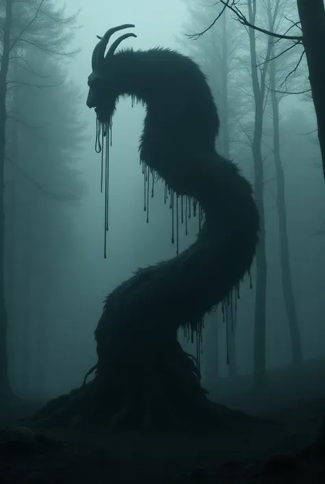  make a sequence of frames as follows ,  take this image as a reference .

 the place takes place in a forest ,  it is night and a strong fog is established in the place ,  a tree shaped like Espirais stands out against the dark and gloomy scenery,  when s...