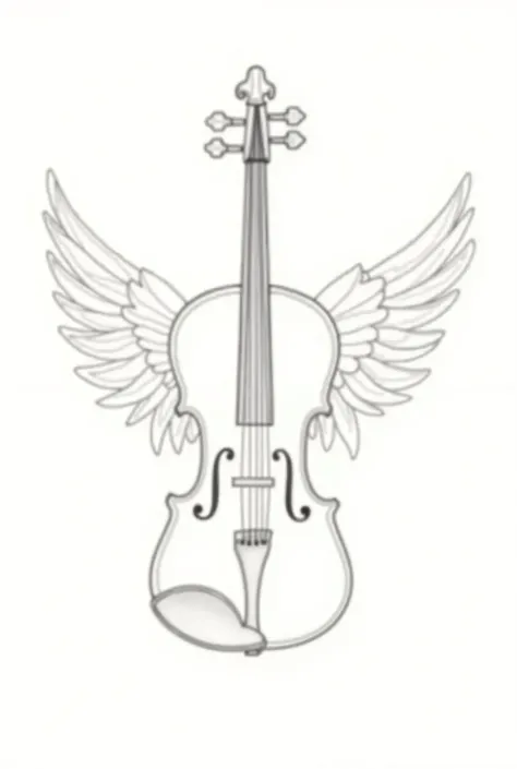 creat a basic line art of a violin with wings