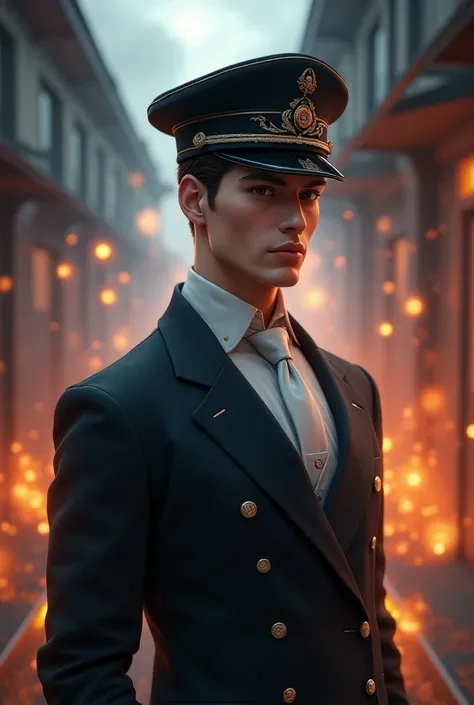 Ethereal, hot, male, train conductor, animated 