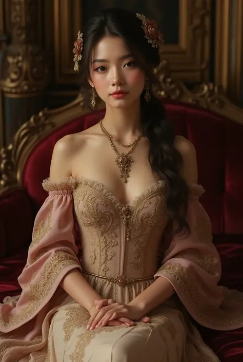 A beautiful teenager dressed as a courtesan 