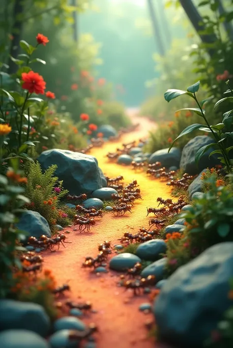 Animated image of ants making a path for coloring