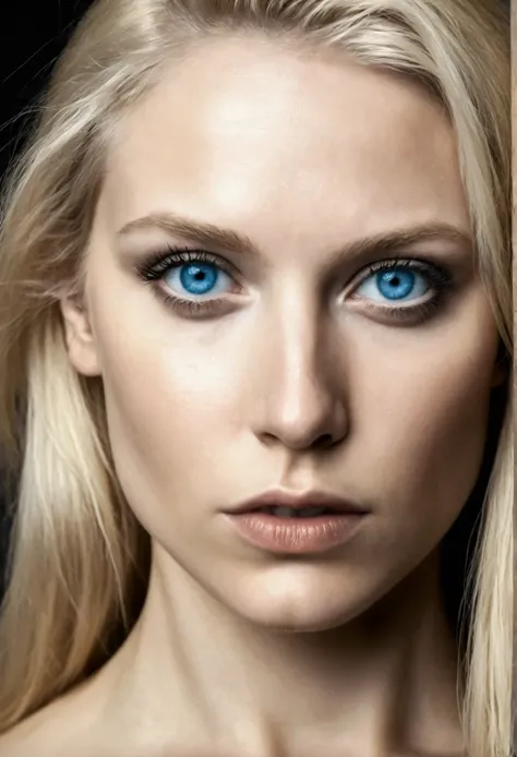 Lifeless blue-eyed blond woman