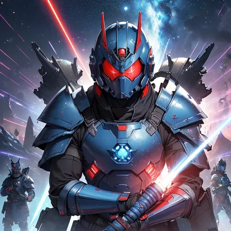 Masterpiece, HD, high quality, best quality, high resolution, super detailed. Solo character alone. Science-fantasy art.
{{(A 40-years-old space male-human soldier:(appearance: he stands 1,80-meters-tall. Male features. Male Head and face full covered in h...