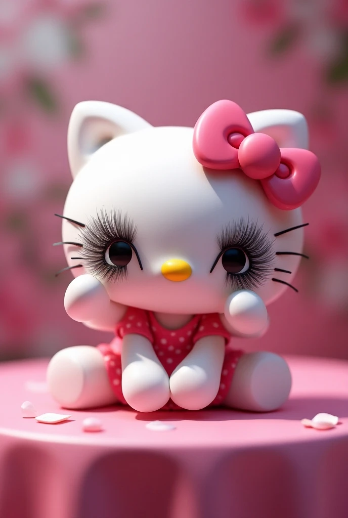 A hello kitty placing glamorous eyelashes that attracts the attention of my clients since my page is called Kittylash Glam and it talks about a page where I will upload my images where I place eyelashes 