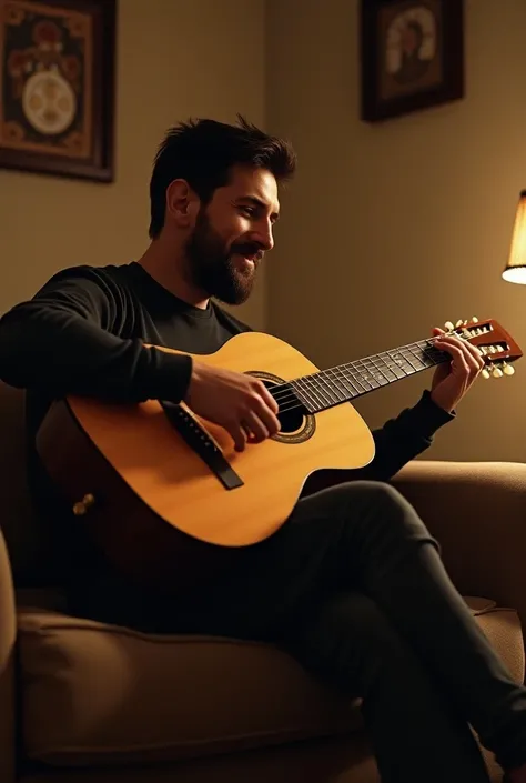 Messi playing guitar. 