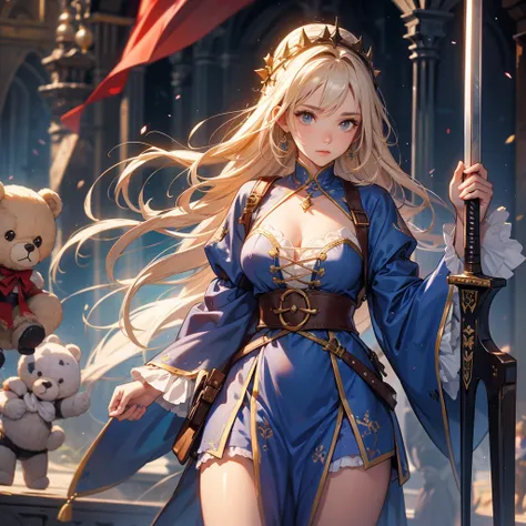 Teddy bears and medieval female swordsmen