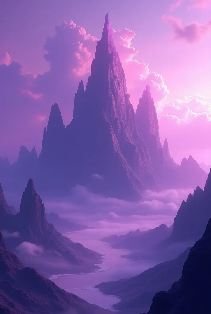 Floating mountains on a purple planet