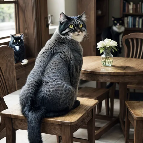 manul 20,   ansel adams style  ,   peeking secretly into a slightly opened door,、 leading to the dining room kitchen when you op...