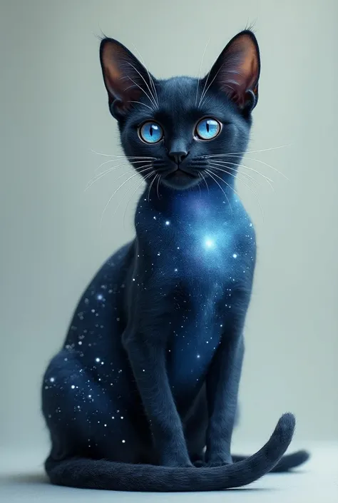 Cat with stars in its fur, eyes with galaxies, cosmic, minimalist, Minimalism, 