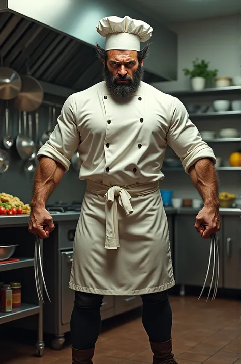 Wolverine coming out of his arm dressed as a chef