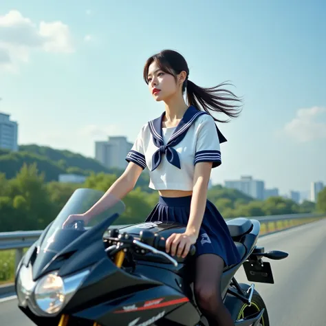 (Realistic:1.3) Photography, (Realistic:1.3), Viewer discretion advised:-2, (1. woman:1.21), from side:1.5, 美しい1人の日本人woman:1.21, Idol-like beauty, Bike Rider:1.21, Cute Japanese womans face:1.21, 美しい日本人womanの顔:1.21,  Anatomically Correct 5-Finger :1.37, (R...