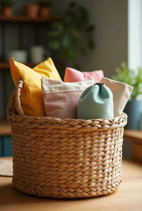 Basket with bags inside 
