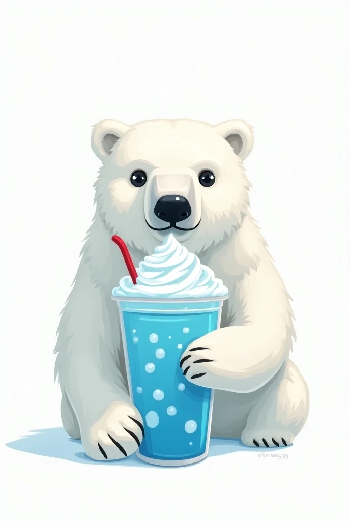 Illustrated polar bear looking straight ahead and about to grab a slush, For a logo