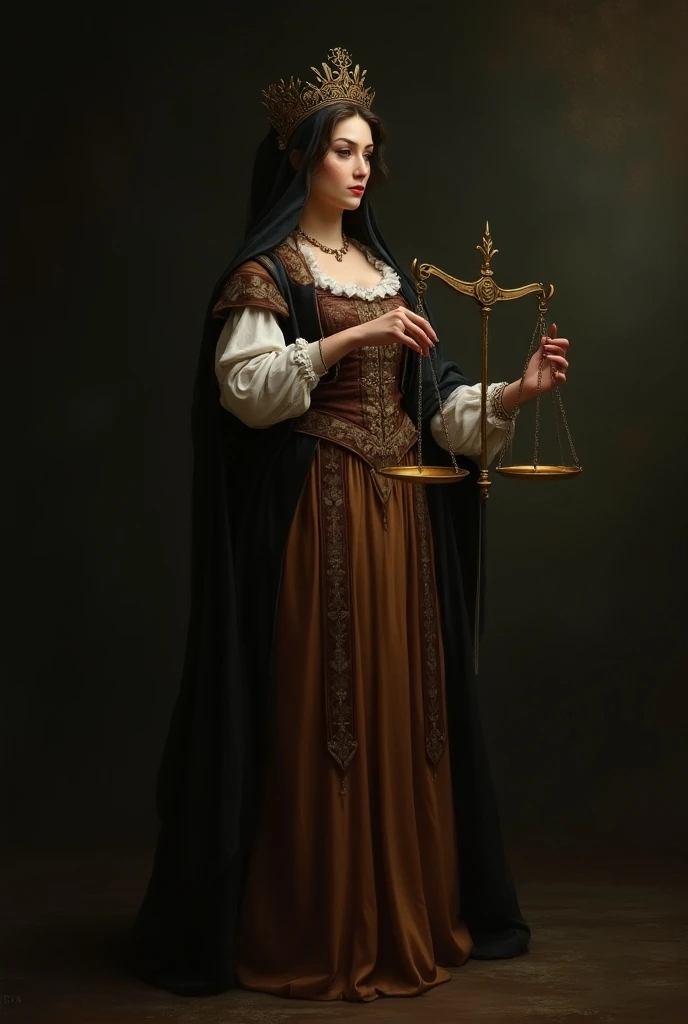  Doctor María Polo  (The case closed )  with a medieval costume and a scale in her hand 