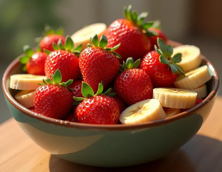 strawberries and banana in a bowl 