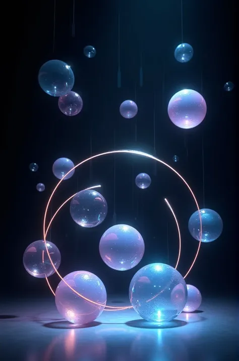 Ula ula balls and hoops floating on a black background