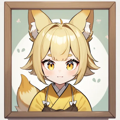 Granny　Fox Girl　Fox ears　tail　Yellow Hair　kimono　Character portrait　apron