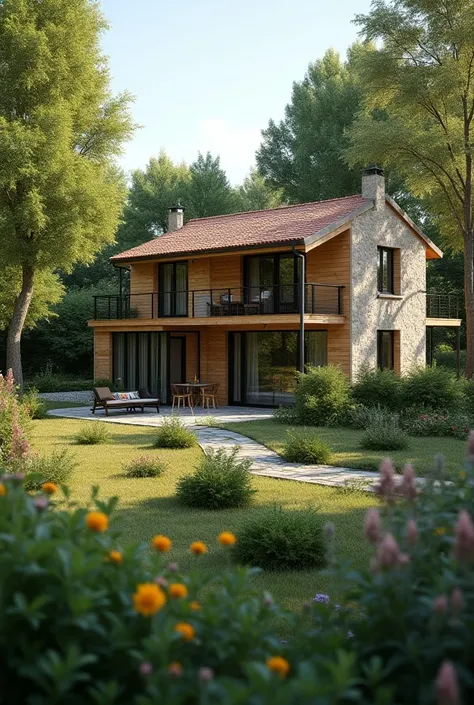 
Prompt:

“Design of a country house with a budget of 50,000 €, capable of housing 10 people. Each person should have a private room with a small bathroom and kitchenette. The house includes 5 matrimonial rooms. The design must be two-story, accessible to ...