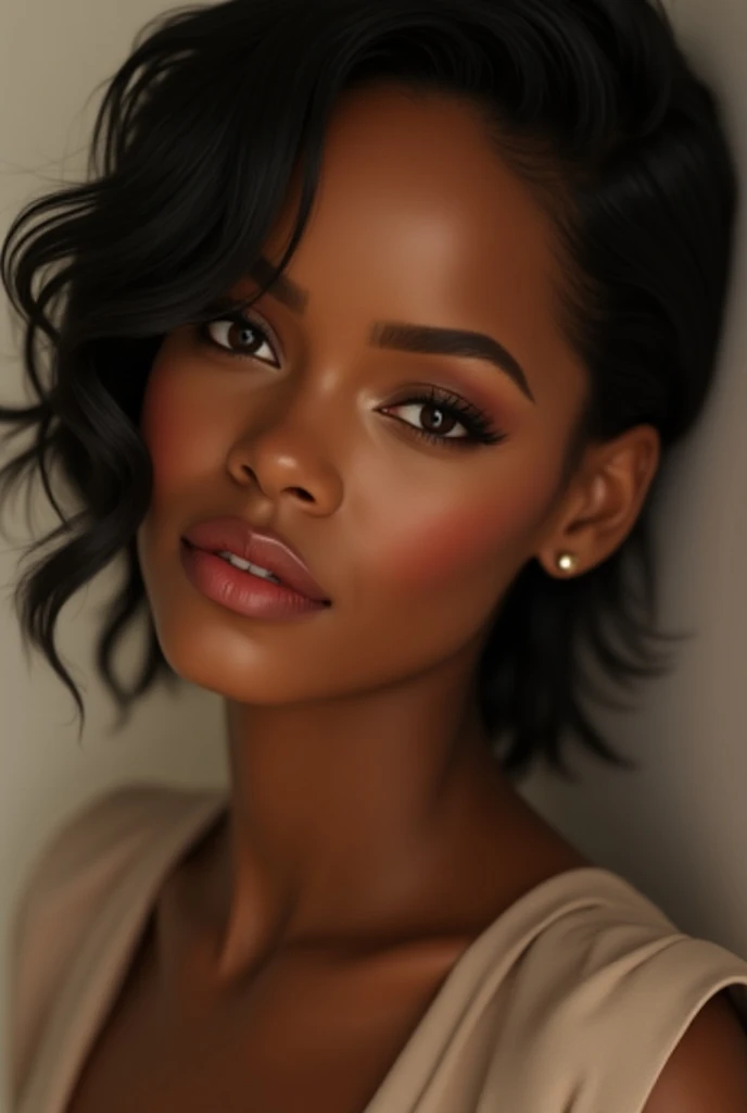  Ultra-realistic image,16k,face image, black woman ,inspired by Rihana ,beautiful and perfect eyebrows