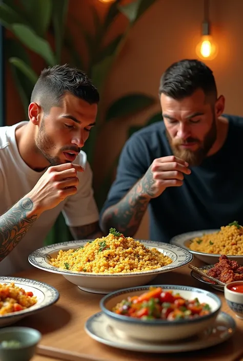 Cristiano Ronaldo is clearly eating Moroccan couscous with UFC champion Conor McCurr 