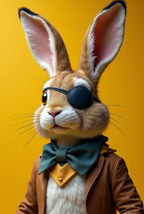 Large image Silna Bunny costume with eye patch and collar very realistic razor-sharp image very detailed and very realistic sets new standards in the quality background pure gold 