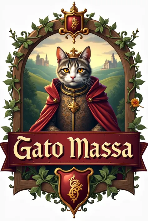 A mediaeval-style logo of a pasta restaurant called Gato Massa