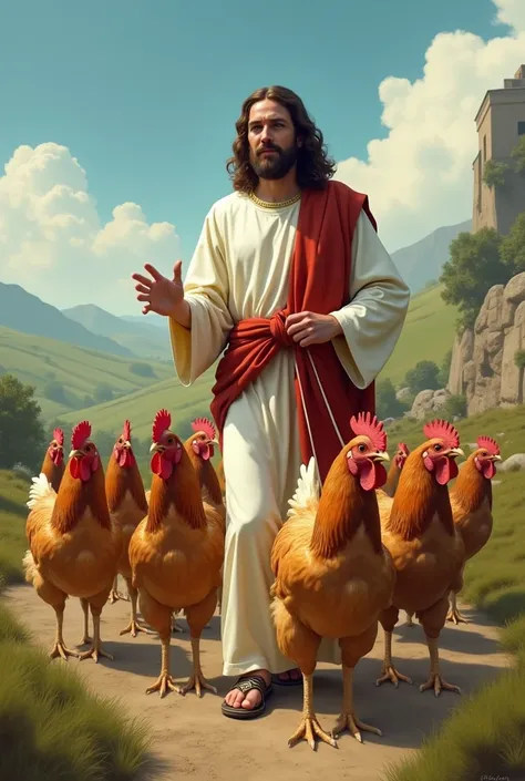 Jesus drives the chicken