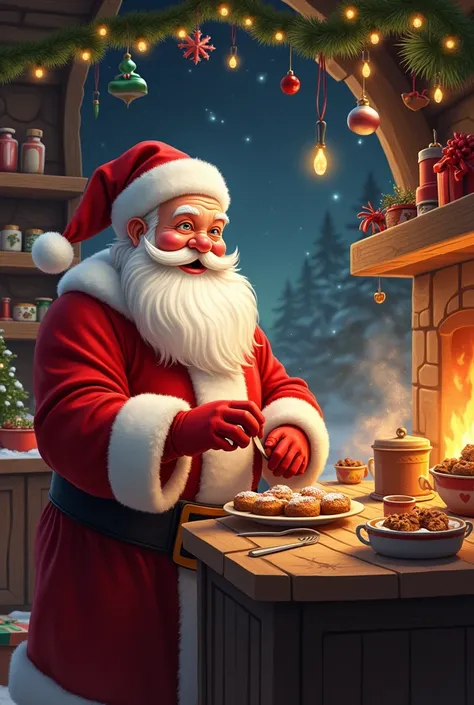 Santa Claus cooking 