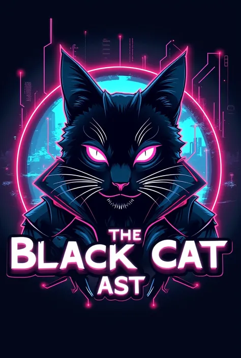 “Create a bold and dynamic logo for a music band called [THE BLACK CAT], featuring cyberpunk style using glasses black cat imagery like mascots, music or equipment, and a strong, vibrant color palette. The logo should convey strength and team spirit, and b...