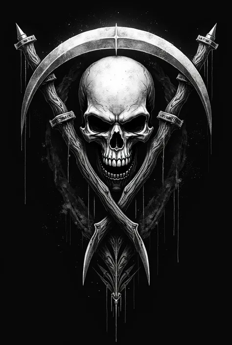 Create a logo for me with a skull with scythes