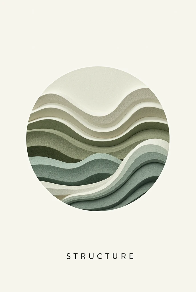 circular logo that has the pattern of fluid and dynamic topographic contour lines with a texture that evokes paper or plaster with touches of natural and soft colors. A clean design, Modern, minimalist and representative of the essence of  "Silvestre Struc...