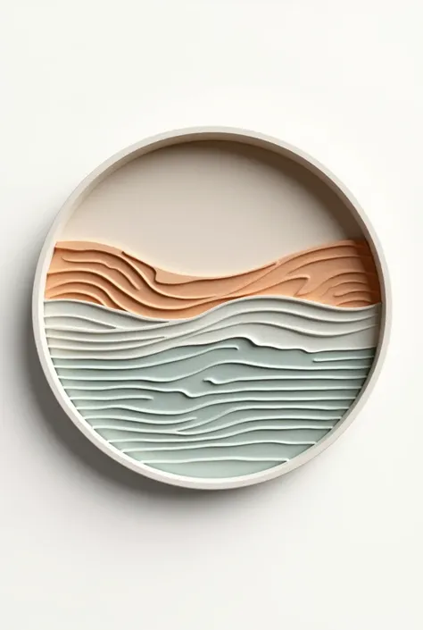 Circular logo that has the pattern of fluid topographic contour lines and a texture and relief that evokes paper or plaster with touches of natural and soft colors. A clean design, Modern, minimalist and representative of the essence of  "Silvestre Structu...