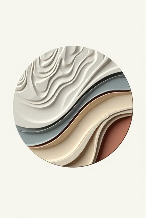 Circular logo that has the pattern of fluid topographic contour lines and a texture and relief that evokes paper or plaster with touches of natural and soft colors. A clean design, Modern, minimalist and representative of the essence of  "Silvestre Structu...