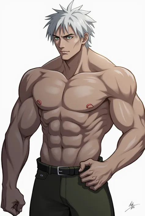 Monomasa, 4k,  high resolution,  The best quality, DETAILED, posted on e621, Alone,  anthropogenic body , older man,  mens, male, very  mens, (  very muscular :1.2), ( Plain background:1.1), ( correct anatomy ):1, (DETAILED eyes:1.1), sexy, ( shaded cells ...