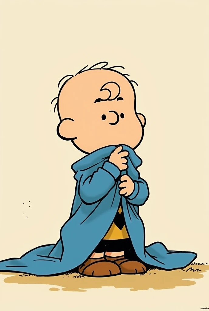 Linus van Pelt ,   sucking his finger with his blanket. peanuts..