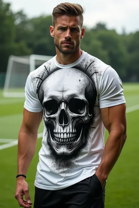 Soccer t-shirt with skull design