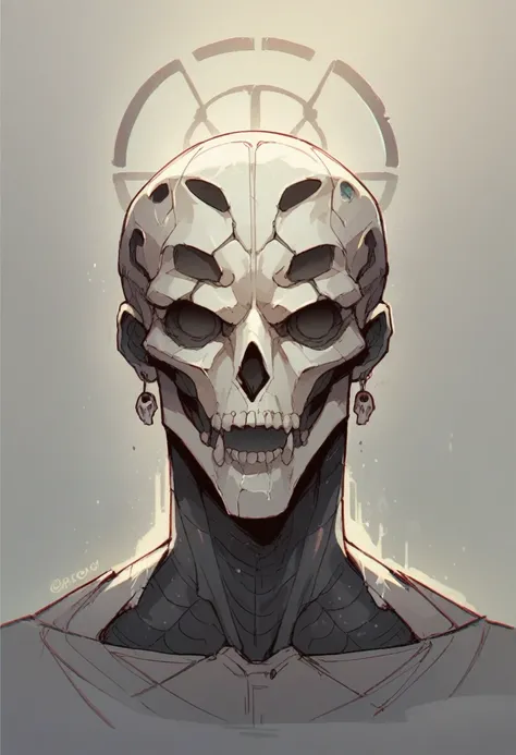 metallic skull with reflections