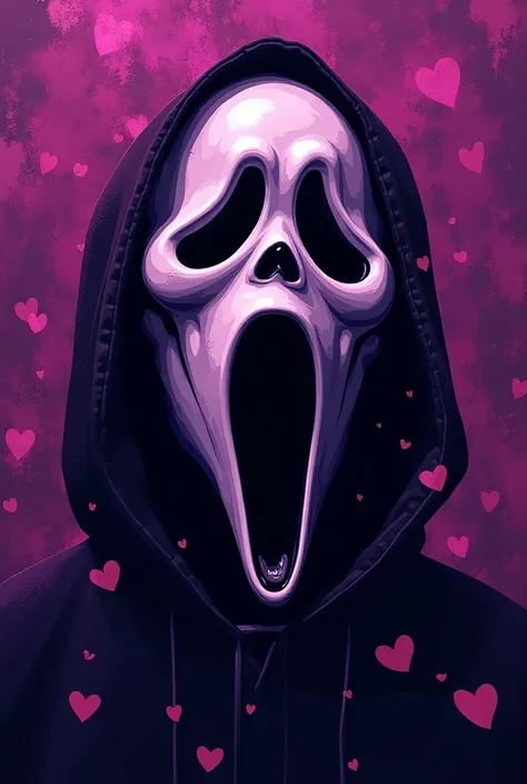 I want a scream movie decal with purple litmus with hearts 