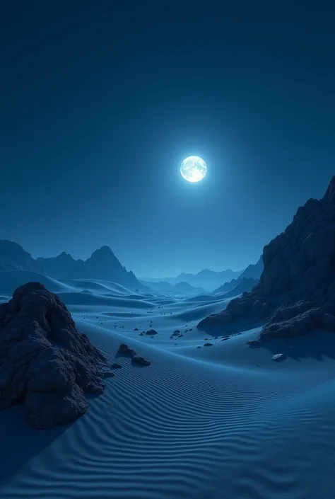 Let it be a dark desert environment and let the moonlight hit with very few shades of navy blue