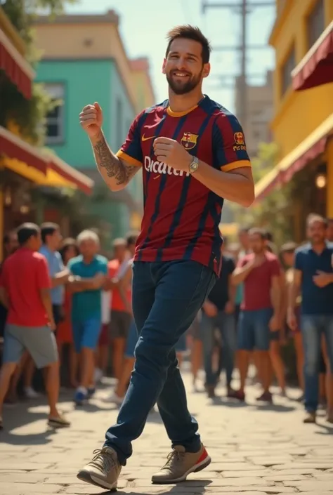 Create a video of Messi dancing salsa