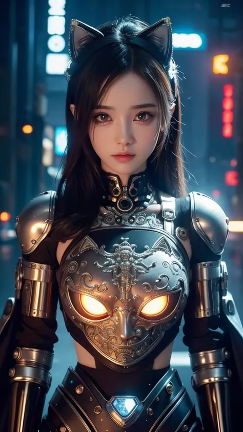  cute metallic kitten ,  robots,  Cyberpunk Style , (( intricate details)),  high resolution on down, (( intricate details, Super detailed)), Cinematic footage, Vignette  