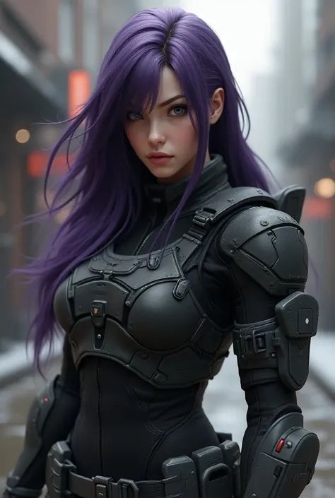  Call of Dutty female character.  Long purple hair. Special costume  