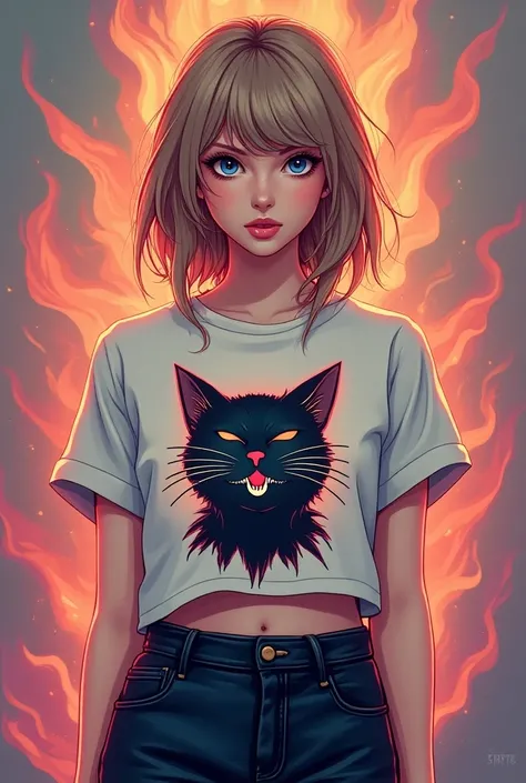 Camiseta cropped com estampa do Karma is a Cat taylor Swift 