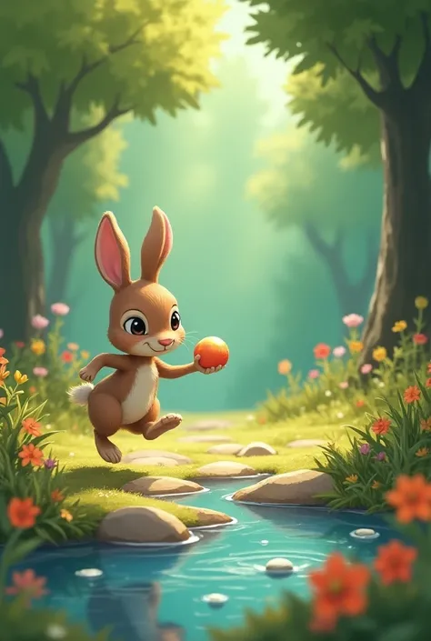  Once upon a time there was a little bunny named Lila .
 Lila lived in a small forest full of tall trees and colorful flowers. One day,  as she jumped from one side to the other ,  Lila saw something shiny on the ground . "¡Mira, A Stone!",  she said excit...