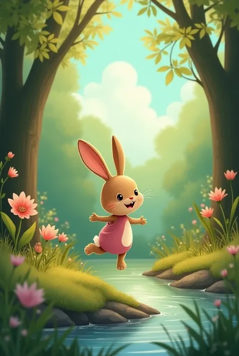  Once upon a time there was a little bunny named Lila .
 Lila lived in a small forest full of tall trees and colorful flowers. One day,  as she jumped from one side to the other ,  Lila saw something shiny on the ground . "¡Mira, A Stone!",  she said excit...