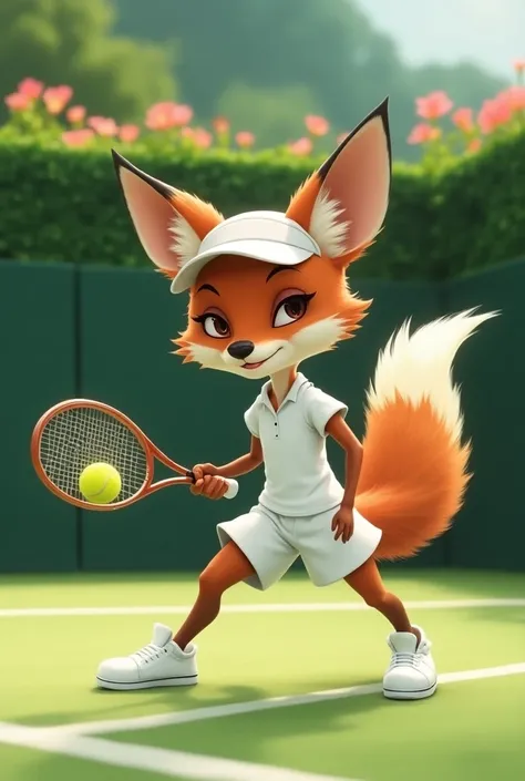 Fox playing tennis
