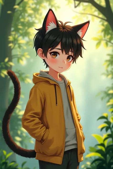 Jungwon from Enhypen with tail and cat ears